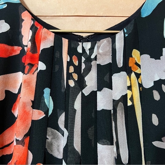 Lafayette 148 | Nia Blooming Eden Silk Midi Dress Pleated Tie Waist Size M - Picture 6 of 15